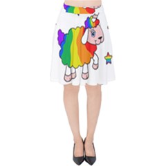 Unicorn Sheep Velvet High Waist Skirt by Valentinaart