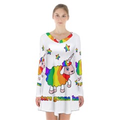 Unicorn Sheep Long Sleeve Velvet V-neck Dress