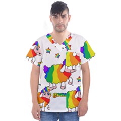 Unicorn Sheep Men s V-neck Scrub Top