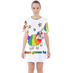 Unicorn Sheep Sixties Short Sleeve Mini Dress