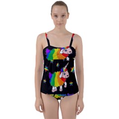 Unicorn Sheep Twist Front Tankini Set by Valentinaart