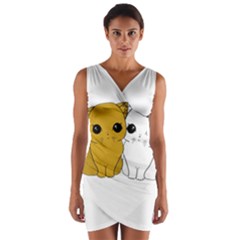 Cute Cats Wrap Front Bodycon Dress by Valentinaart