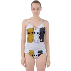 Cute Cats Cut Out Top Tankini Set