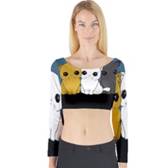 Cute Cats Long Sleeve Crop Top by Valentinaart