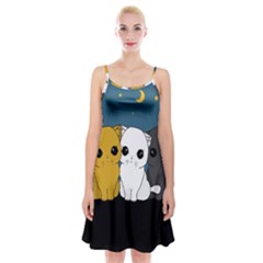 Cute Cats Spaghetti Strap Velvet Dress