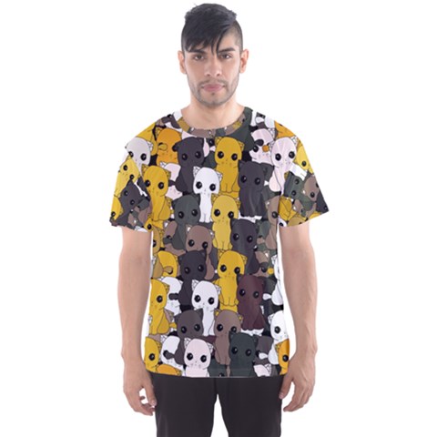 Cute Cats Pattern Men s Sports Mesh Tee by Valentinaart