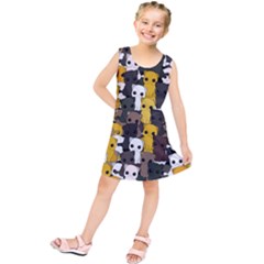 Cute Cats Pattern Kids  Tunic Dress