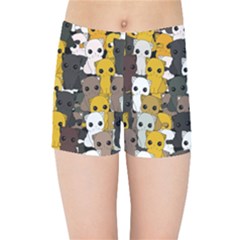 Cute Cats Pattern Kids Sports Shorts by Valentinaart