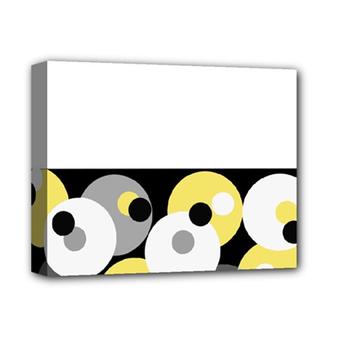 Black, Gray, Yellow Stripes And Dots Deluxe Canvas 14  X 11  by digitaldivadesigns