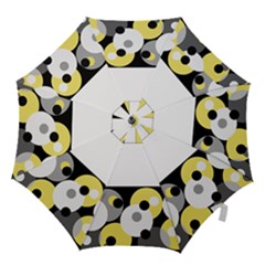 Black, Gray, Yellow Stripes And Dots Hook Handle Umbrellas (medium) by digitaldivadesigns