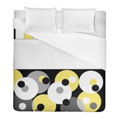 Black, Gray, Yellow Stripes And Dots Duvet Cover (full/ Double Size) by digitaldivadesigns