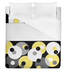 Black, Gray, Yellow Stripes And Dots Duvet Cover (queen Size)