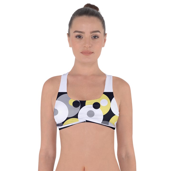 Black, Gray, Yellow Stripes and Dots Got No Strings Sports Bra