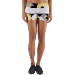 Black, Gray, Yellow Stripes And Dots Yoga Shorts