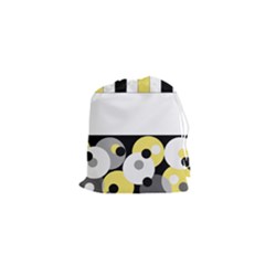 Black, Gray, Yellow Stripes And Dots Drawstring Pouches (xs)  by digitaldivadesigns