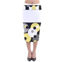 Black, Gray, Yellow Stripes and Dots Velvet Midi Pencil Skirt View1