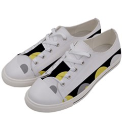 Black, Gray, Yellow Stripes And Dots Women s Low Top Canvas Sneakers by digitaldivadesigns