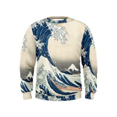 The Classic Japanese Great Wave Off Kanagawa By Hokusai Kids  Sweatshirt by PodArtist