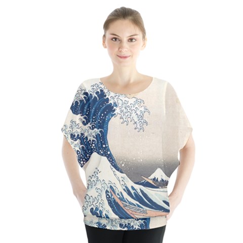 The Classic Japanese Great Wave Off Kanagawa By Hokusai Blouse by PodArtist