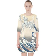 The Classic Japanese Great Wave Off Kanagawa By Hokusai Pocket Dress by PodArtist