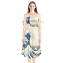 The Classic Japanese Great Wave off Kanagawa by Hokusai Shoulder Tie Bardot Midi Dress View1