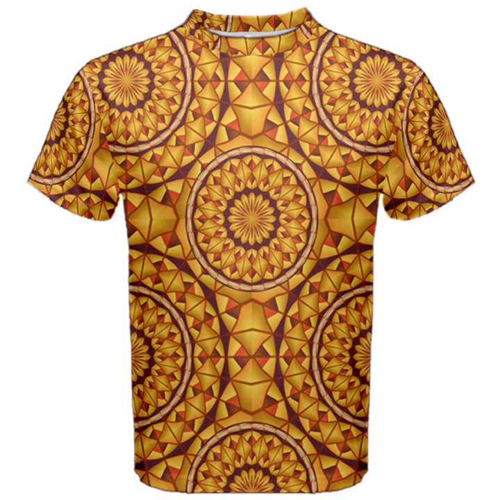 Golden Mandalas Pattern Men s Cotton Tee