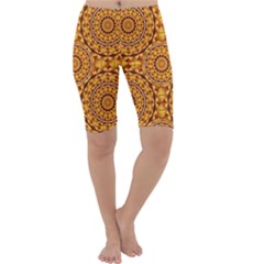 Golden Mandalas Pattern Cropped Leggings  by linceazul