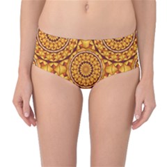 Golden Mandalas Pattern Mid-waist Bikini Bottoms by linceazul