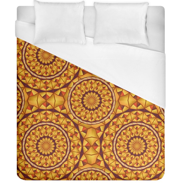 Golden Mandalas Pattern Duvet Cover (California King Size)