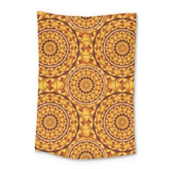 Golden Mandalas Pattern Small Tapestry by linceazul