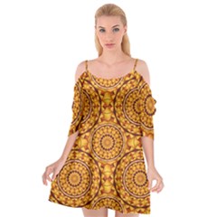 Golden Mandalas Pattern Cutout Spaghetti Strap Chiffon Dress by linceazul