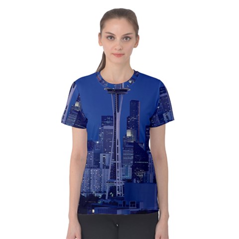 Space Needle Seattle Washington Women s Cotton Tee by Nexatart