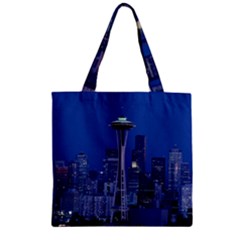 Space Needle Seattle Washington Zipper Grocery Tote Bag by Nexatart