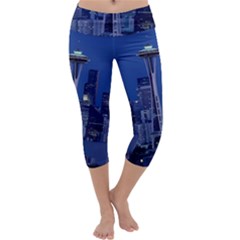 Space Needle Seattle Washington Capri Yoga Leggings by Nexatart