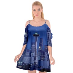 Space Needle Seattle Washington Cutout Spaghetti Strap Chiffon Dress by Nexatart