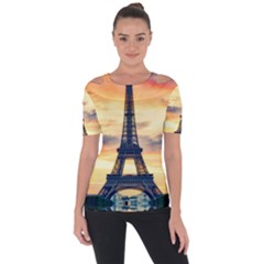 Eiffel Tower Paris France Landmark Short Sleeve Top by Nexatart