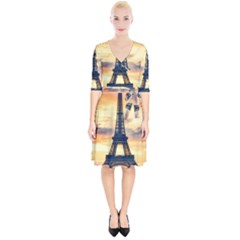 Eiffel Tower Paris France Landmark Wrap Up Cocktail Dress by Nexatart