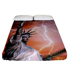 Statue Of Liberty New York Fitted Sheet (california King Size) by Nexatart