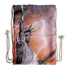 Statue Of Liberty New York Drawstring Bag (large) by Nexatart