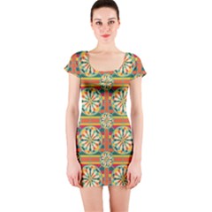 Eye Catching Pattern Short Sleeve Bodycon Dress by linceazul