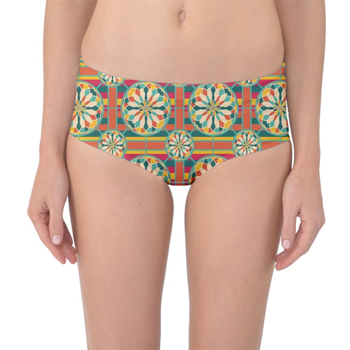 Eye Catching Pattern Mid-Waist Bikini Bottoms