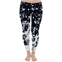 Black And White Splash Texture Classic Winter Leggings by dflcprints