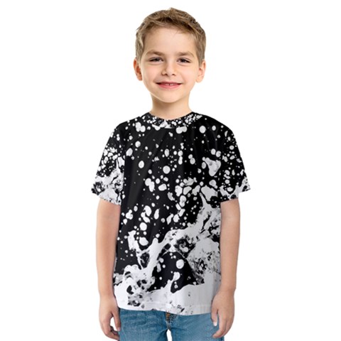 Black And White Splash Texture Kids  Sport Mesh Tee by dflcprints