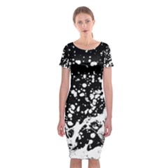 Black And White Splash Texture Classic Short Sleeve Midi Dress by dflcprints