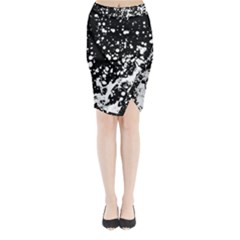 Black And White Splash Texture Midi Wrap Pencil Skirt by dflcprints