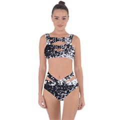 Black And White Splash Texture Bandaged Up Bikini Set 