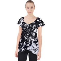 Black And White Splash Texture Lace Front Dolly Top by dflcprints