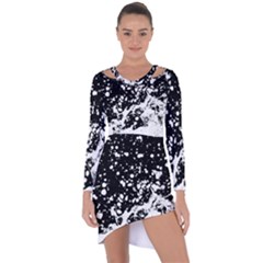 Black And White Splash Texture Asymmetric Cut-out Shift Dress by dflcprints