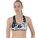 Black And White Splash Texture Criss Cross Racerback Sports Bra View1