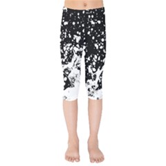 Black And White Splash Texture Kids  Capri Leggings 